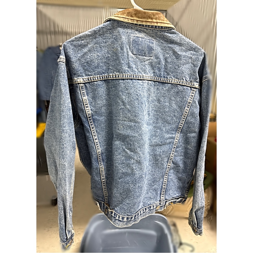 vintage Gap denim trucker jacket with a leather collar M unisex - Picture 2 of 12
